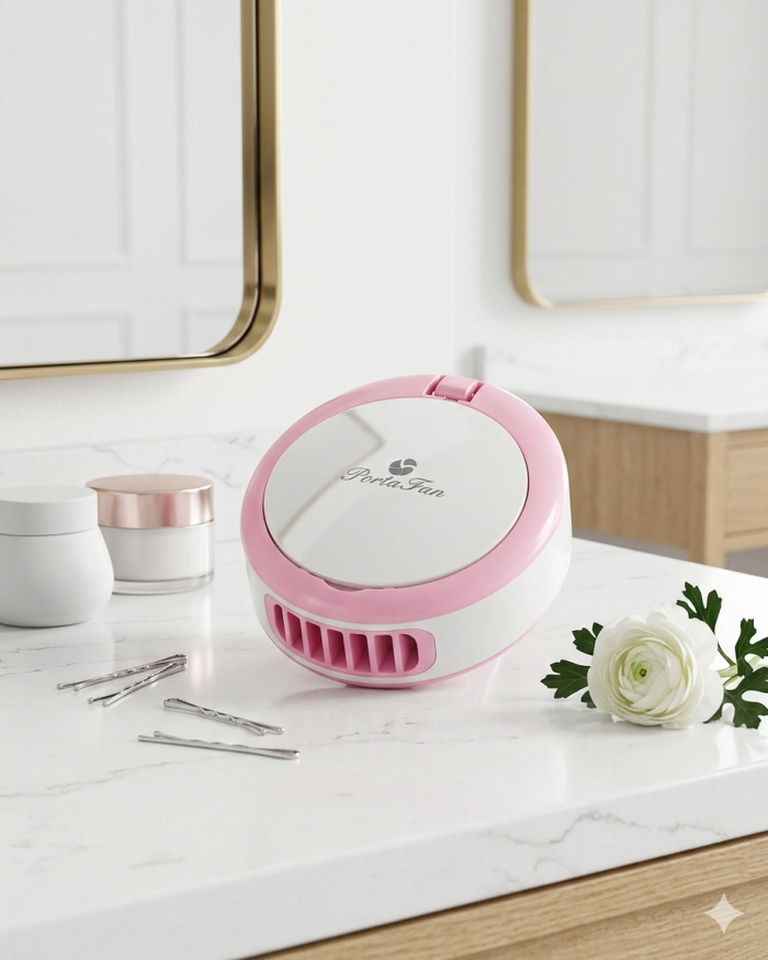 Ventilador Con Espejo Rosa